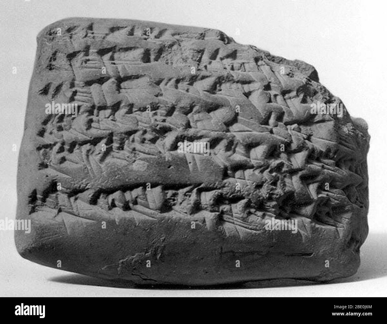 Cuneiform tablet. Gula incantation. Neo-Babylonian or Achaemenid, ca. mid- to late 1st millennium B.C. Probably from Sippar (modern Tell Abu Habba) in Mesopotamia. Proto-cuneiform is the name given to the earliest form of writing -- pictograms that were drawn on clay tablets. Gradually, the pictograms became abstracted into cuneiform (Latin, 'wedge-shaped') signs that were impressed rather than drawn. At its greatest extent, cuneiform writing was used from the Mediterranean coast of Syria to western Iran and from Hittite Anatolia to southern Mesopotamia. It was adapted to write at least fiftee Stock Photo