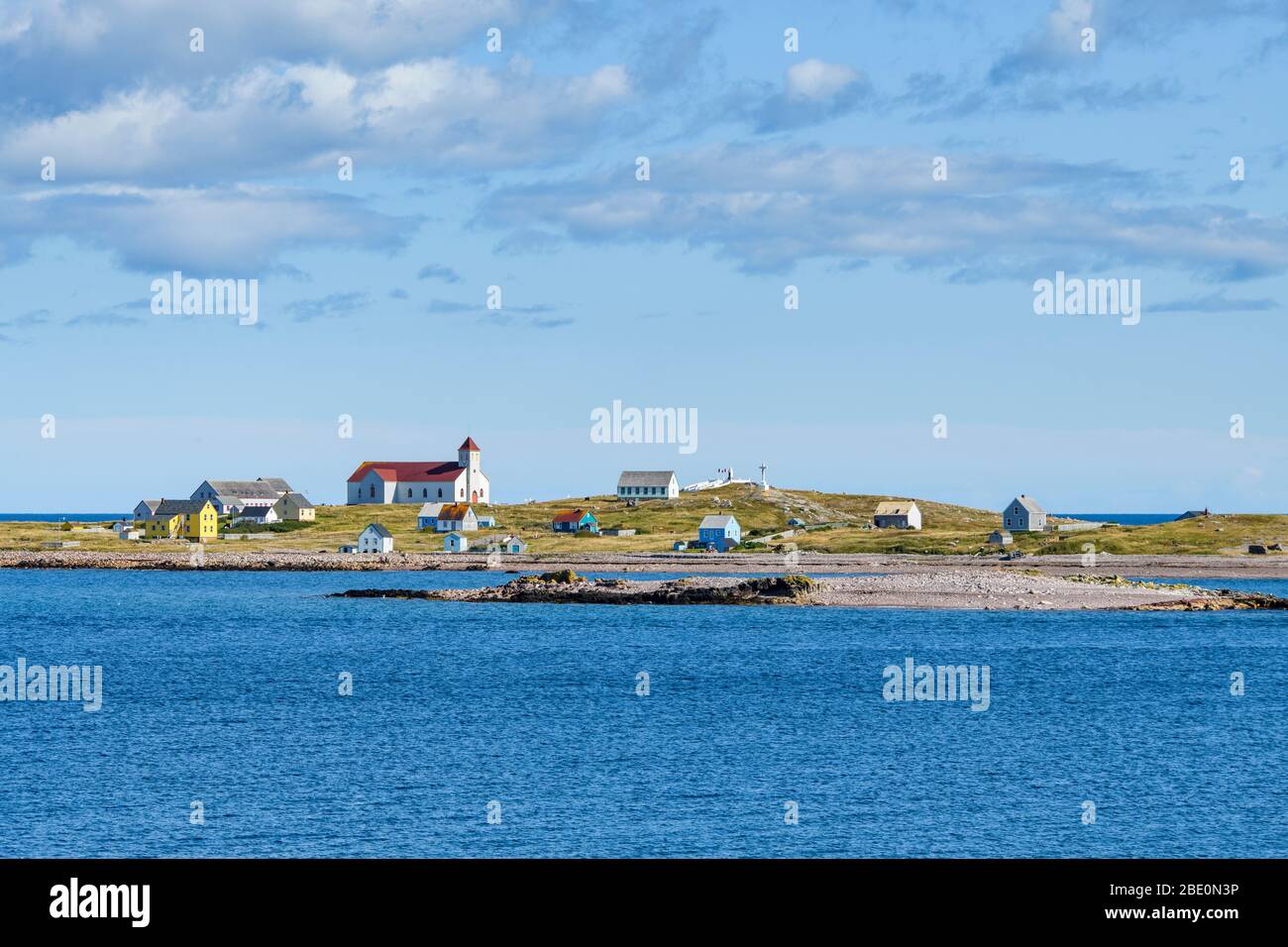 New France, St-PIerre et Miquelon, Canadian Maritimes. Town on the ocean. Stock Photo