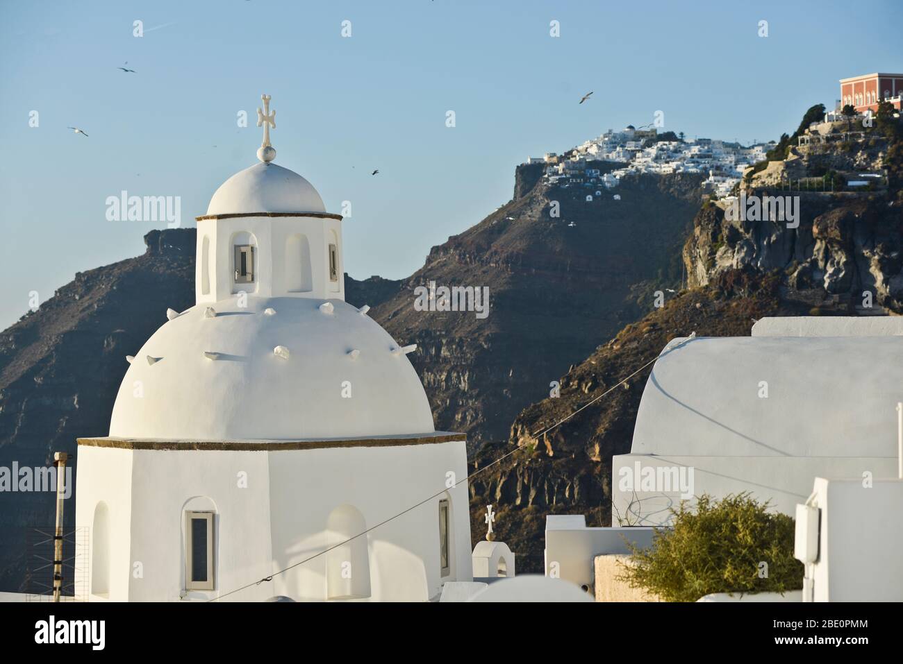 White dome church in Fira, Santorini, Greece Stock Photo