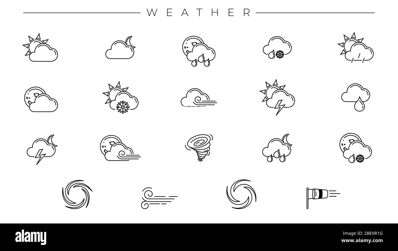 Weather concept line style vector icons set Stock Vector Image & Art ...