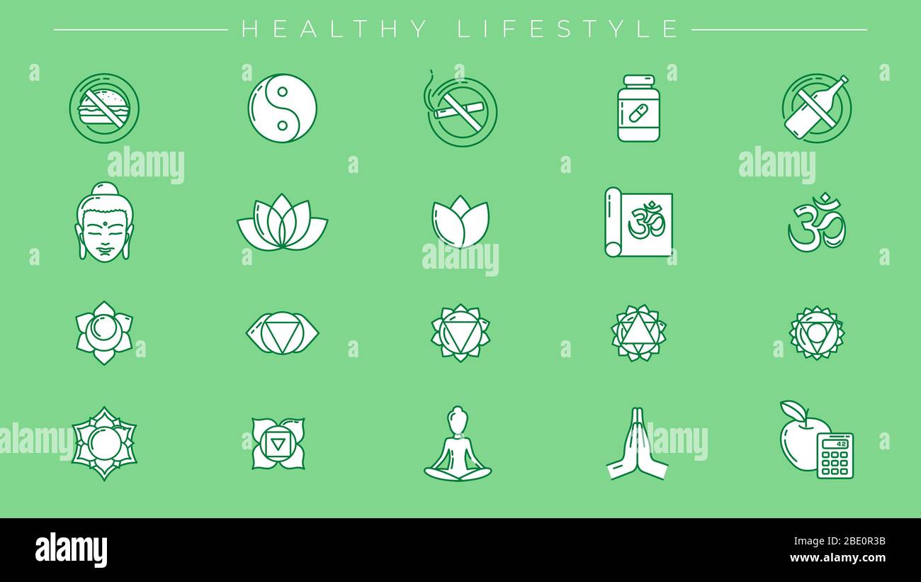 Healthy Lifestyle concept line style vector icons set Stock Vector ...