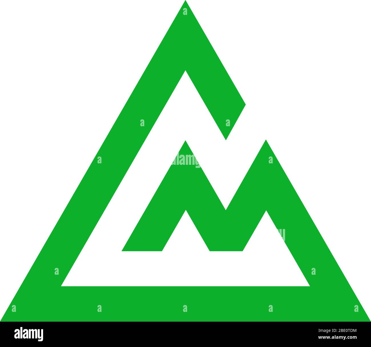 letter gm triangle green mountain line logo vector Stock Vector