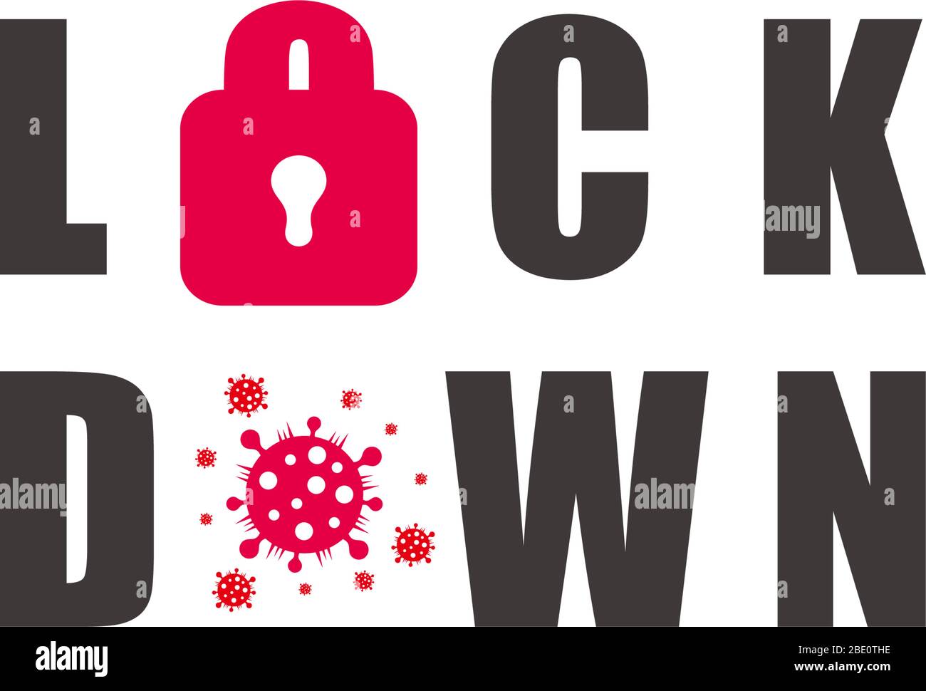 text lock down against virus infection symbol vector Stock Vector