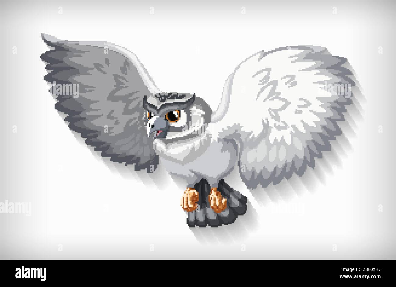 Gray owl flying on white background illustration Stock Vector Image ...
