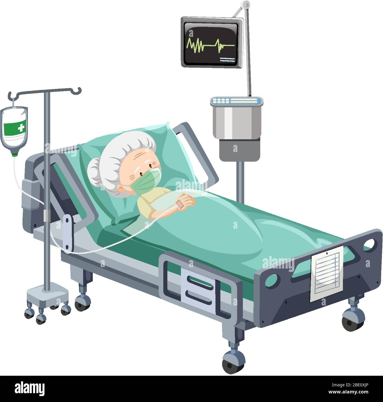 Hospital scene with sick patient in bed on white background illustration Stock Vector Image & Art - Alamy Hospital scene with sick patient in bed on white background illustration Stock Vector Image & Art - Alamy
