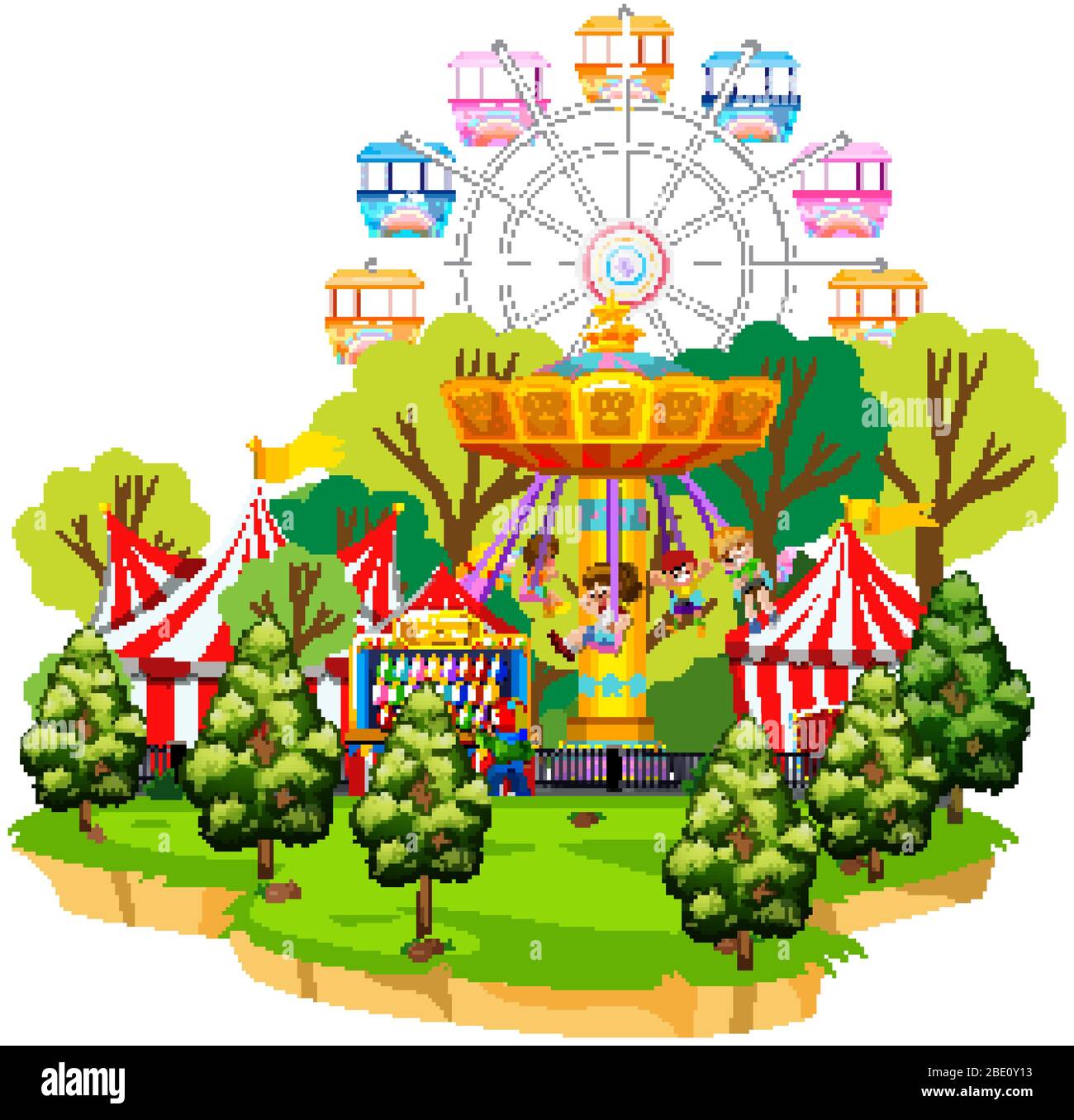 Scene with circus rides on the island illustration Stock Vector Image ...