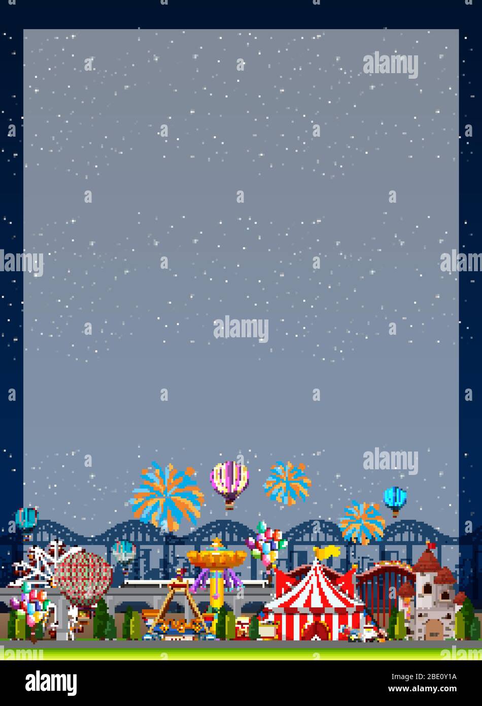 Funhouse Borders Border template with funpark in background illustration Stock Vector ...
