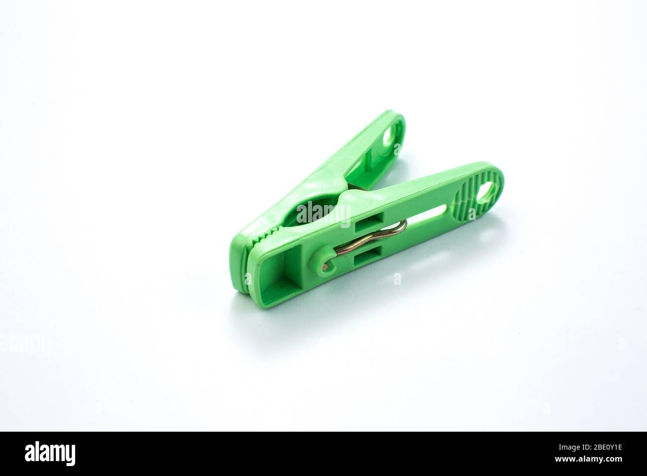 Green clothespins set. Isolated on white Stock Photo Alamy