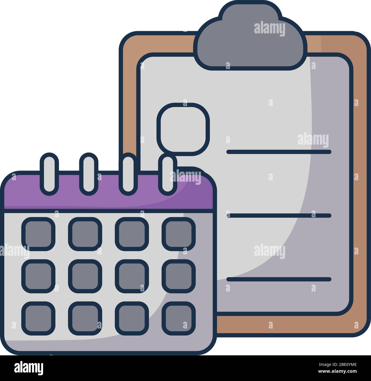 clipboard with paper sheets and calendar on white background vector ...