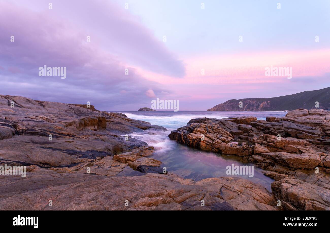 Beautiful sunrise at The Gap, Torndirrup National Park, Albany, Western Australia Stock Photo