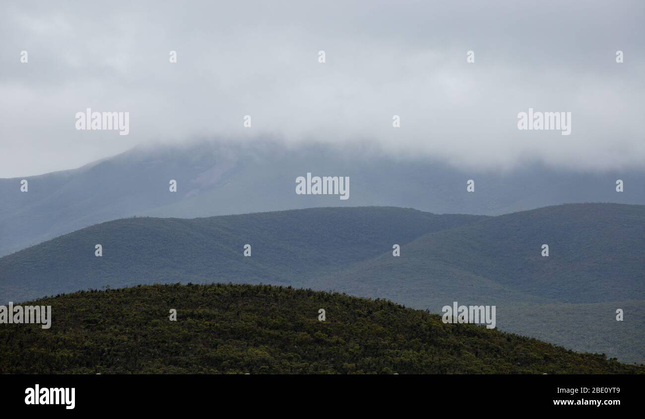 Stirling Range National Park with clouds across the top of the mountains Stock Photo