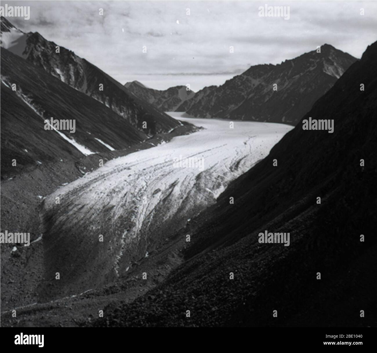 McCall Glacier in July of 1958, taken on August 13, 2003 from the same vantage point. Stock Photo