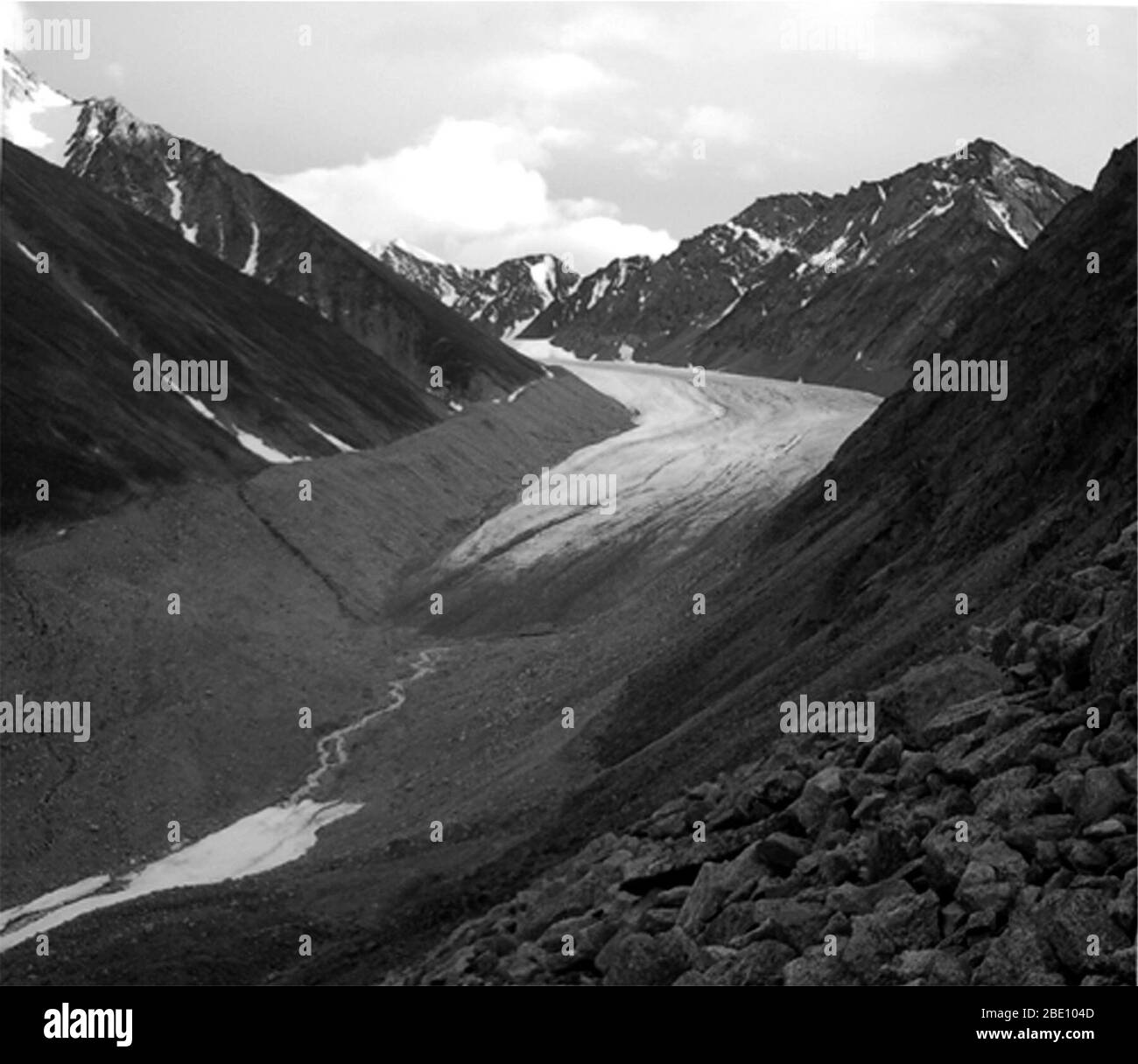 McCall Glacier in August 13, 2003, taken in July of 1958 from the same vantage point. Stock Photo