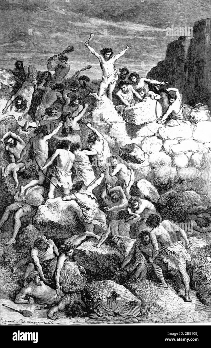 When humans first began fighting wars is a matter of debate among anthropologists and historians. The first archeological record of what could be a prehistoric battle is at a Mesolithic site known as Cemetery 117. It was determined to be about 14,340 to 13,140 years old and located on the Nile near the Egypt-Sudan border. It contains a large number of bodies, many with arrowheads embedded in their skeletons, which indicates that they may have been the casualties of a battle. Beginning around 12,000 BC, combat was transformed by the development of bows, maces, and slings. The bow seems to have Stock Photo