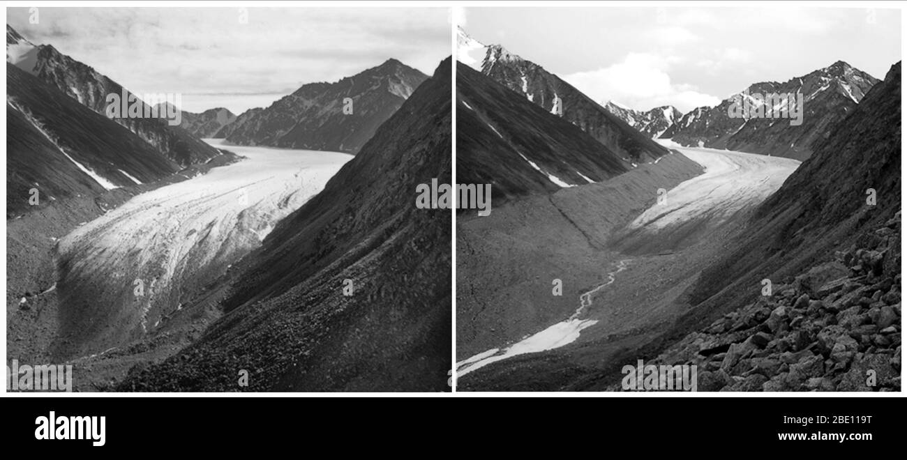 McCall Glacier, 1958 and 2003 Stock Photo