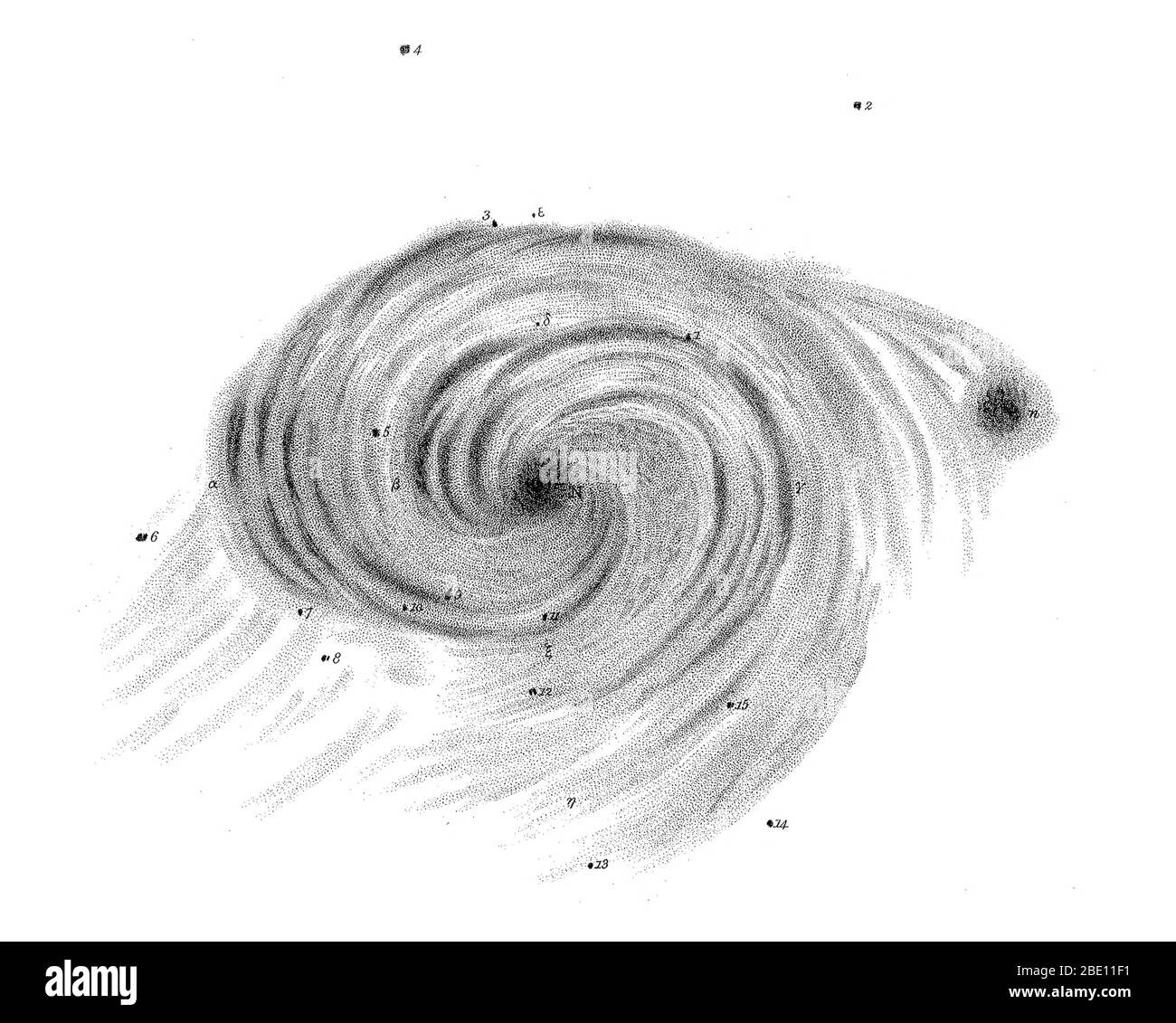 Whirlpool Galaxy, William Parsons, 1850 Stock Photo