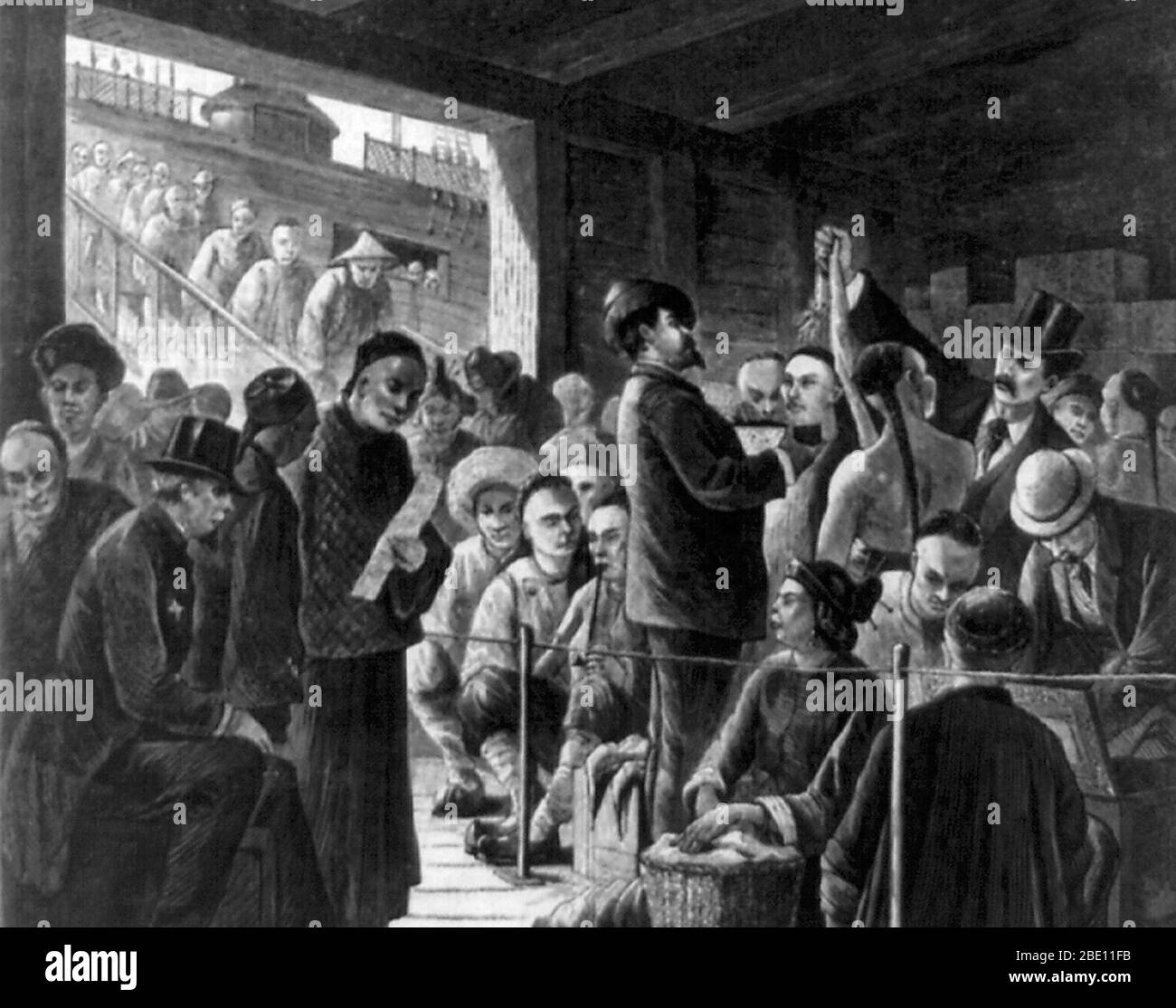 Chinese Immigrants at San Francisco Custom House, 1872 Stock Photo