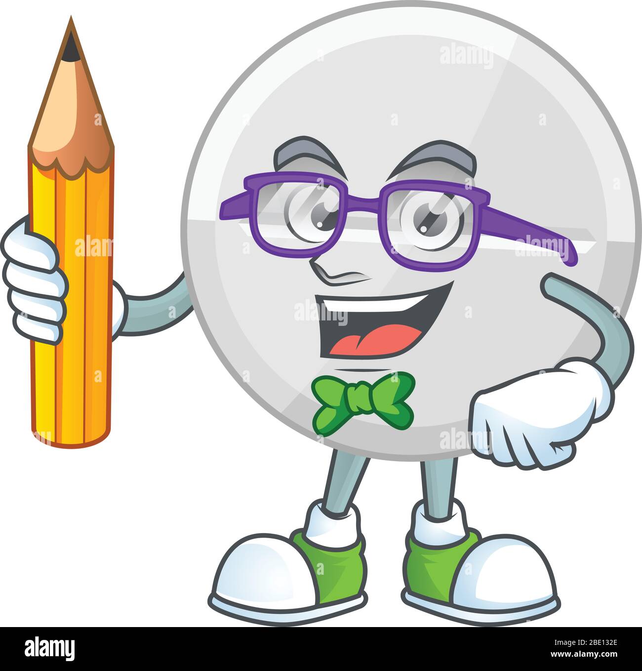 White pills student cartoon character studying with pencil Stock Vector ...