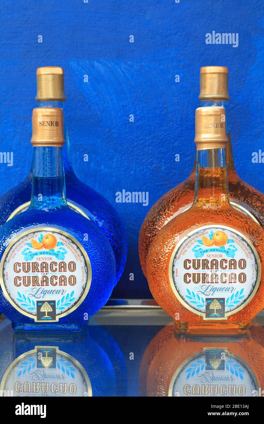 Bottles of Curacao Liqueur,Willemstad,Curacao,Caribbean Stock Photo Alamy