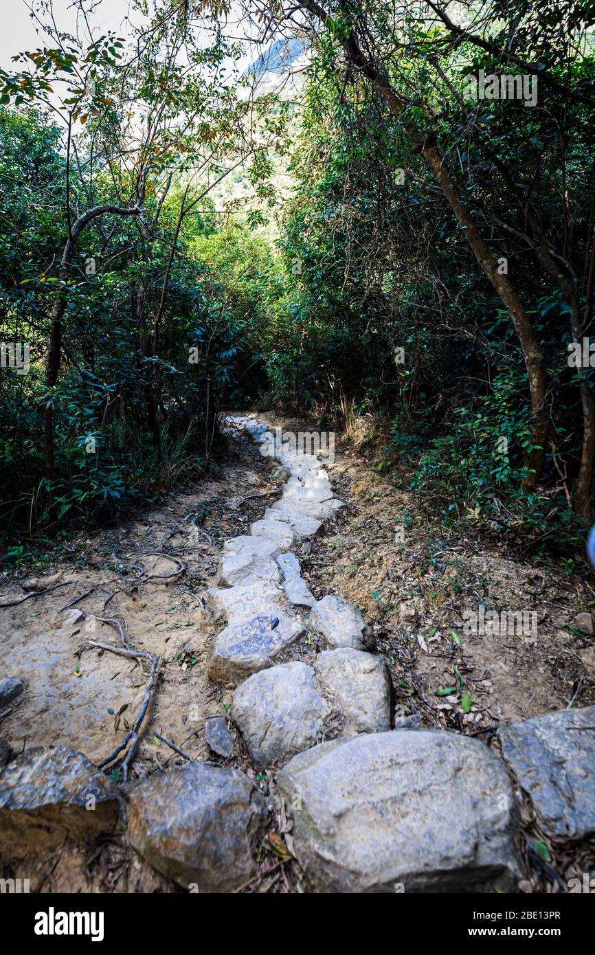 Stone trekking trail in countryside of Hong Kong Stock Photo