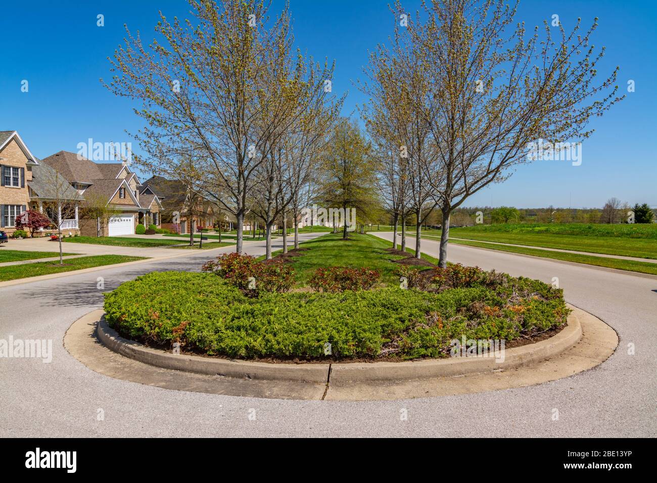 Culdesac in a suburban residential area Stock Photo