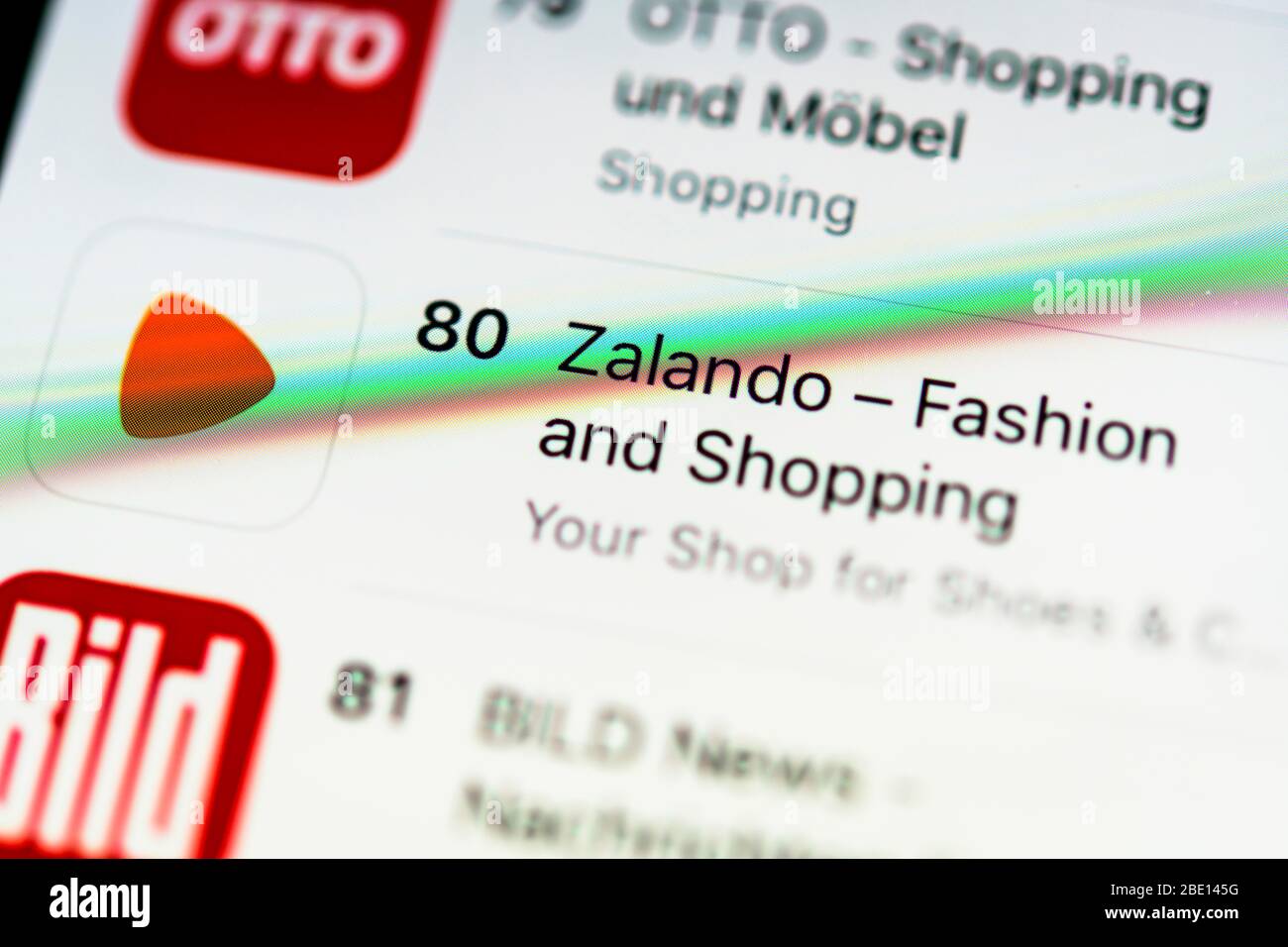 Zalando App in the App Store, e-commerce, app icon, iPhone, iOS, smartphone, detail, full format Stock Photo