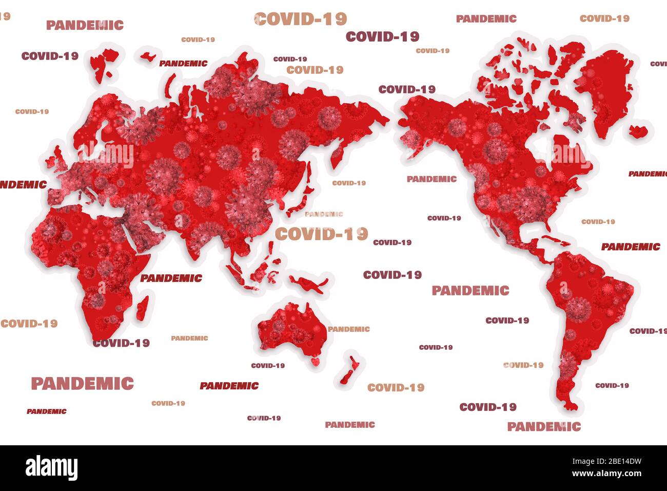 COVID- 19 world pandemic. Coronavirus disease (COVID-19). coronavirus map Coronaviruses (CoV) are a large family of viruses that cause illness ranging Stock Photo