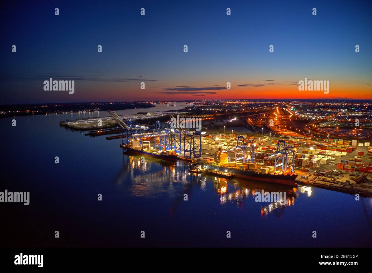 Aerial View of Port of Philadelphia at Night Stock Photo Alamy