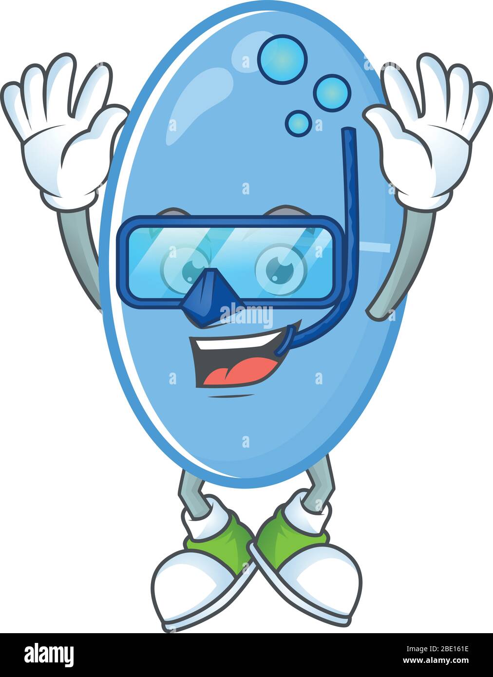 Mascot design concept of blue capsule wearing Diving glasses Stock Vector