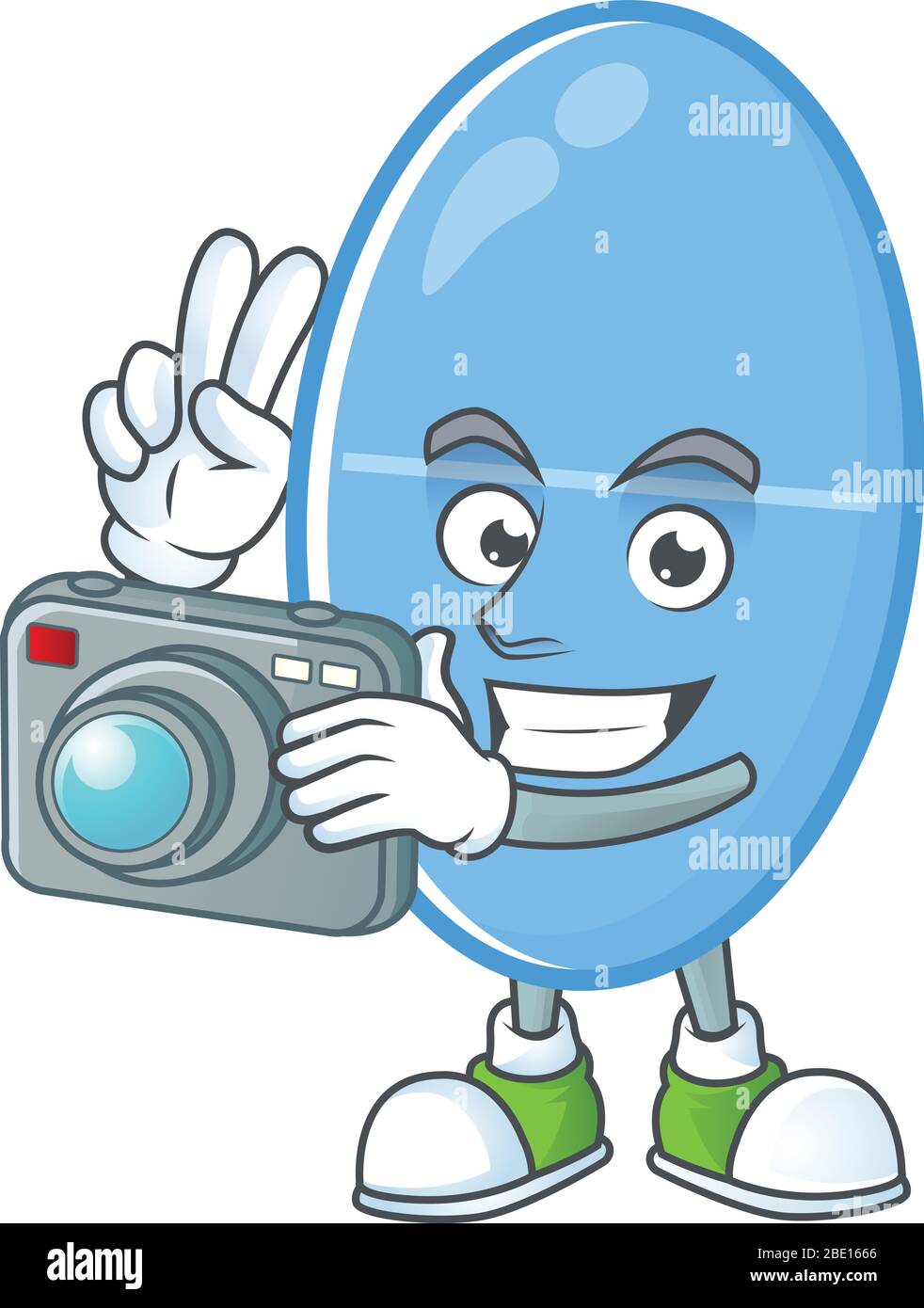 Blue capsule photographer mascot design concept using an expensive camera Stock Vector
