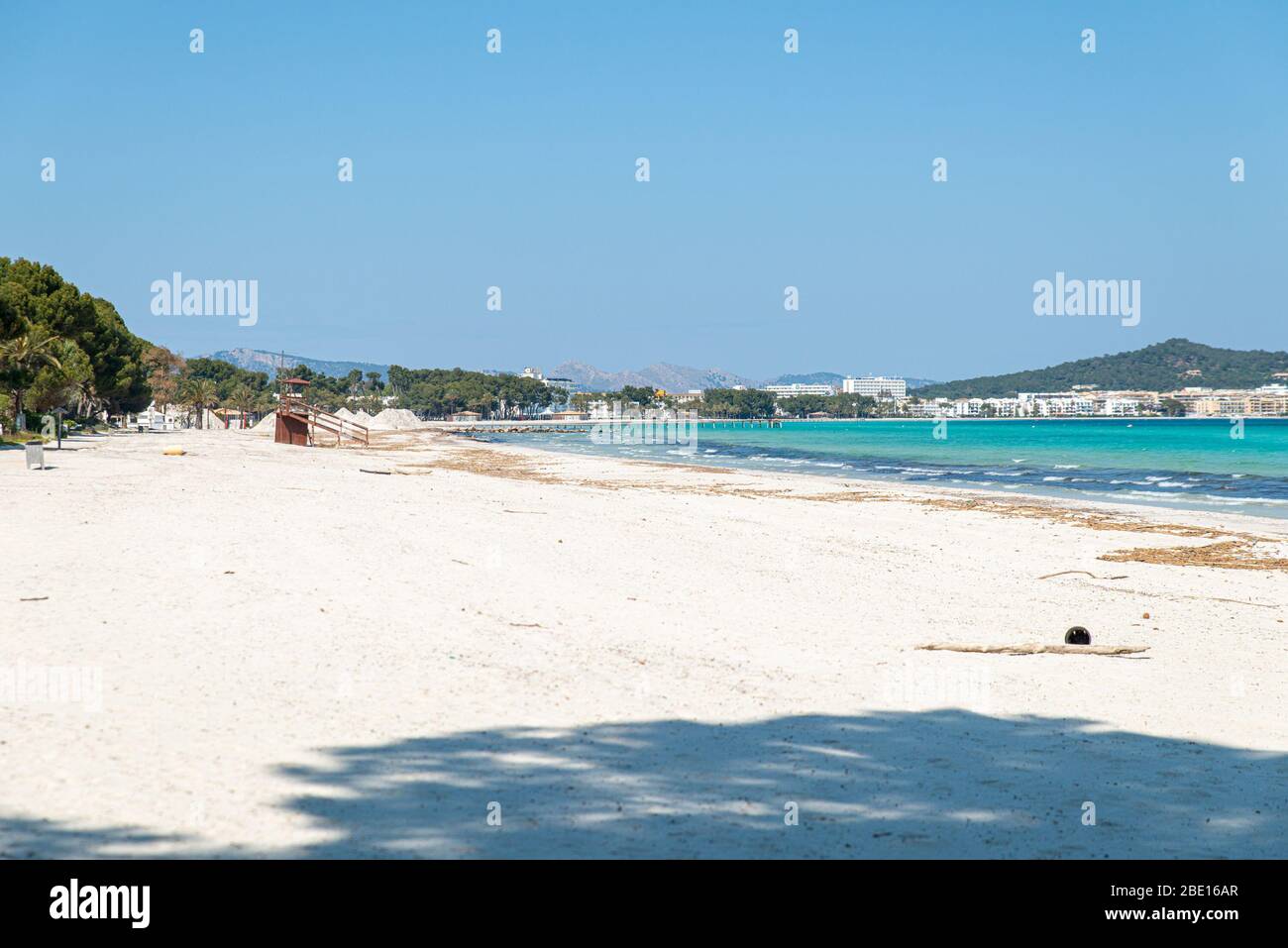 PALMA DE MALLORCA, SPAIN. APRIL 09 2020: Playa de Muro  at  - Mallorca under Corona Close down  on April 9, 2020 in Palma de Mallorca, . (Photo by Thomas Reiner/ESPA-Images) Credit: European Sports Photo Agency/Alamy Live News Stock Photo