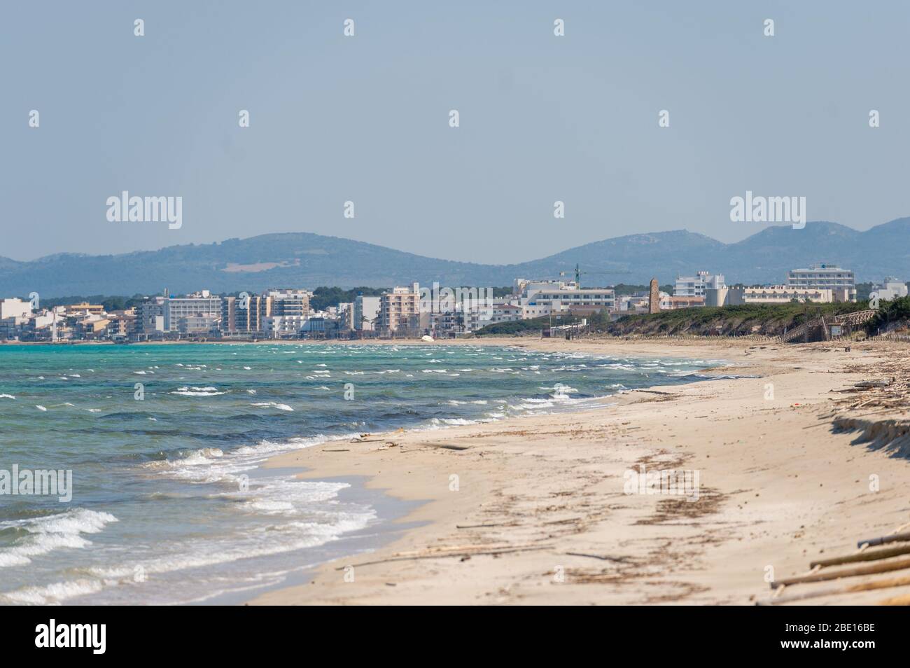 PALMA DE MALLORCA, SPAIN. APRIL 09 2020: Playa de Muro  at  - Mallorca under Corona Close down  on April 9, 2020 in Palma de Mallorca, . (Photo by Thomas Reiner/ESPA-Images) Credit: European Sports Photo Agency/Alamy Live News Stock Photo