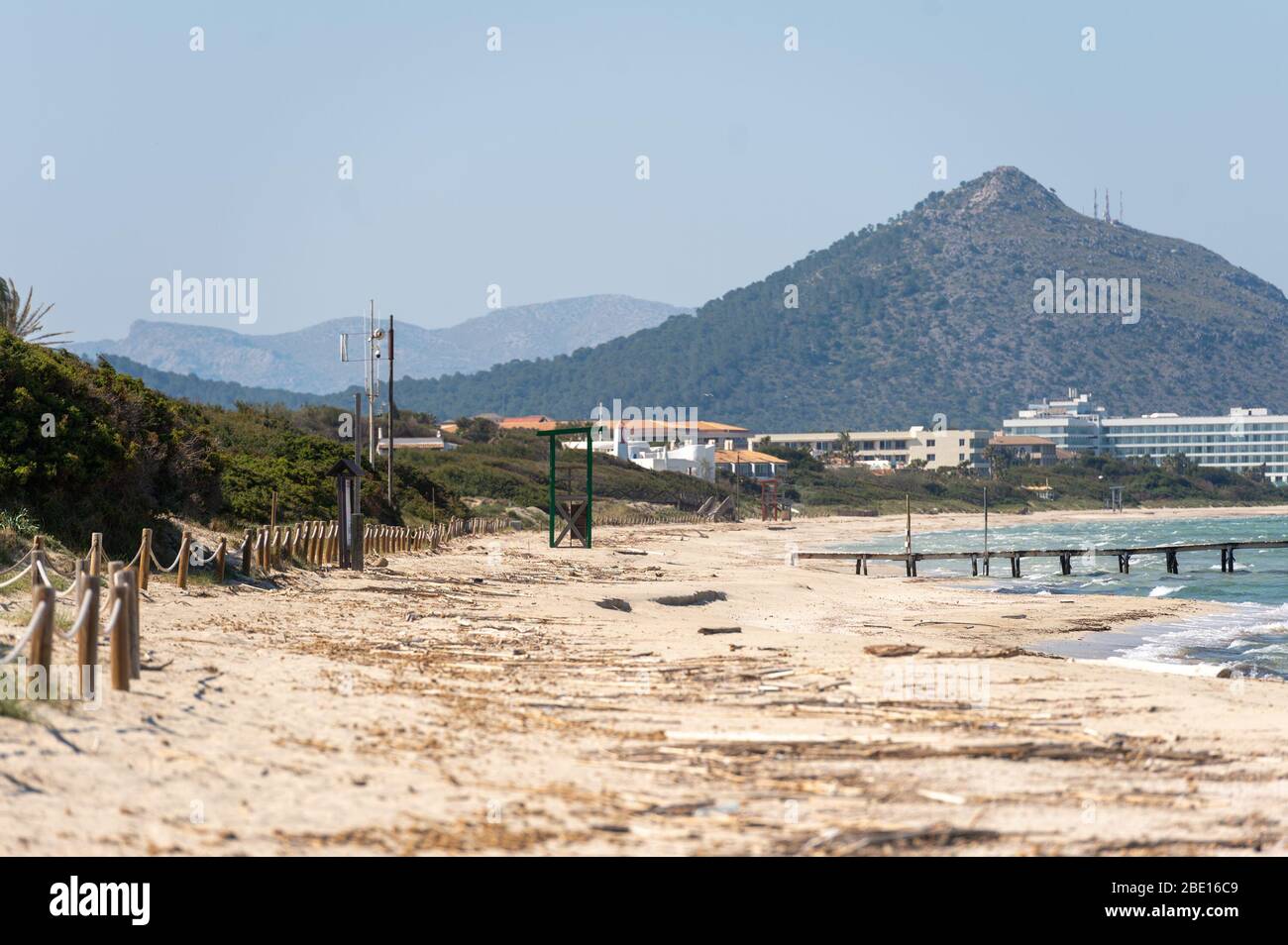 PALMA DE MALLORCA, SPAIN. APRIL 09 2020: Playa de Muro  at  - Mallorca under Corona Close down  on April 9, 2020 in Palma de Mallorca, . (Photo by Thomas Reiner/ESPA-Images) Credit: European Sports Photo Agency/Alamy Live News Stock Photo