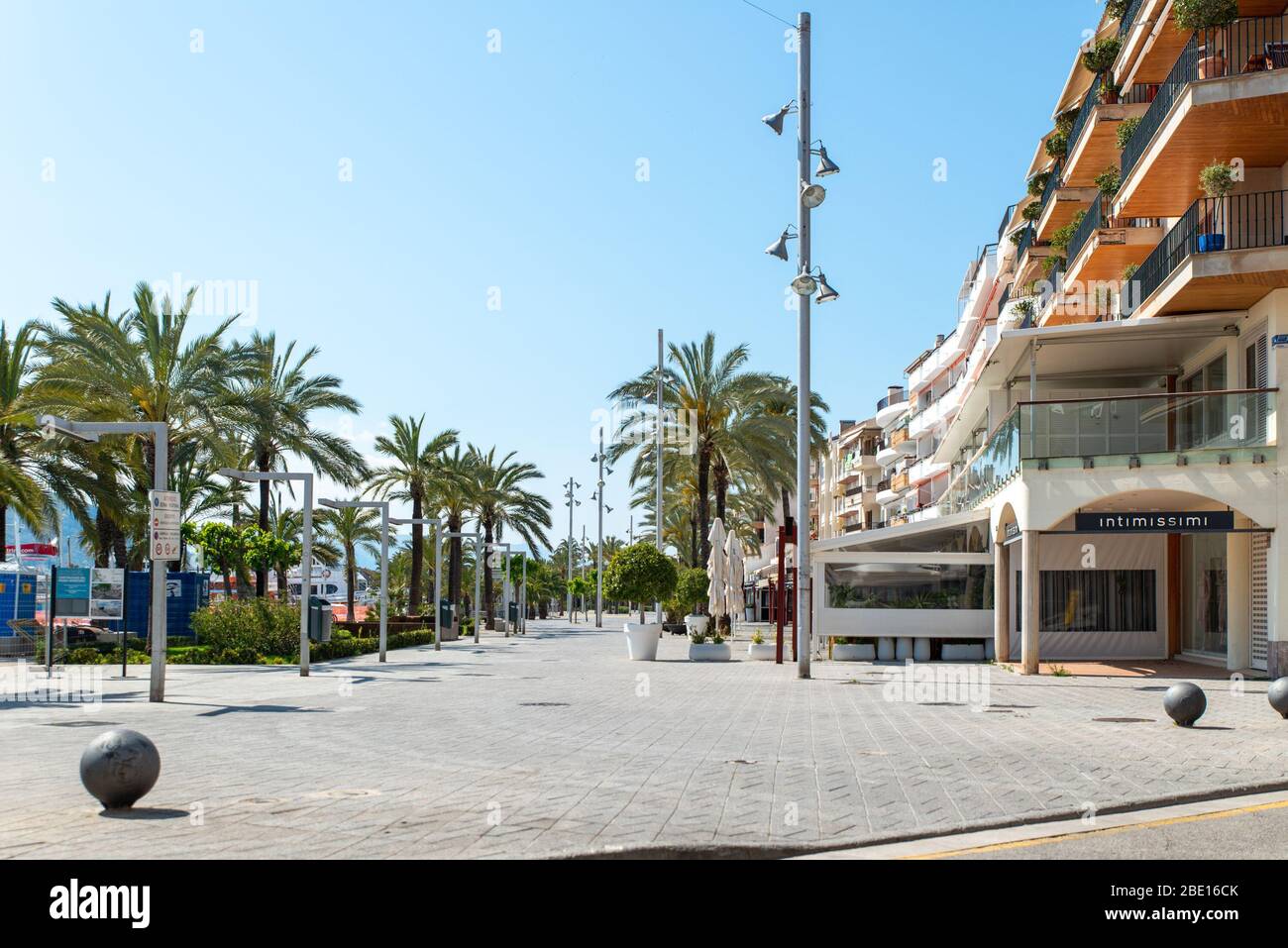 PALMA DE MALLORCA, SPAIN. APRIL 09 2020: Empty Streets in Port de