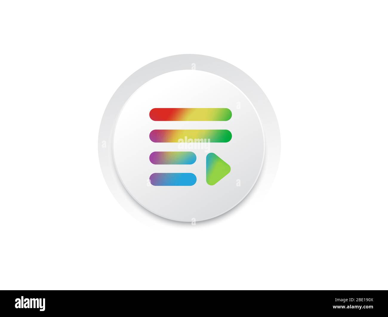The vector isolated music player playlist rainbow gradient icon button Stock Photo
