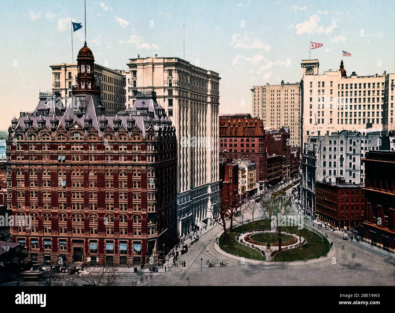 Bowling Green and Lower Broadway, New York City ca. 1900 Stock Photo