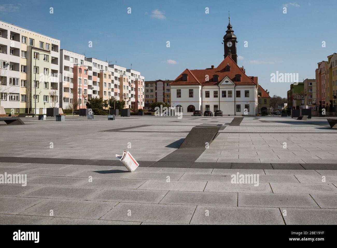 LUBIN, POLAND - APRIL 2, 2020. Empty city center of Lubin in Poland with no  people due to coronavirus pandemic and action stay at home Stock Photo -  Alamy