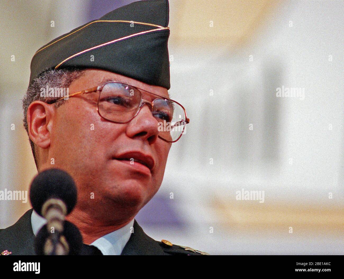General Colin Powell, chairman of the Joint Chiefs of Staff, pauses ...