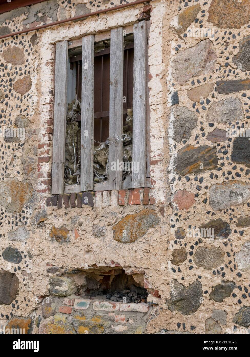 picture with wooden window in a stoned wall Stock Photo - Alamy