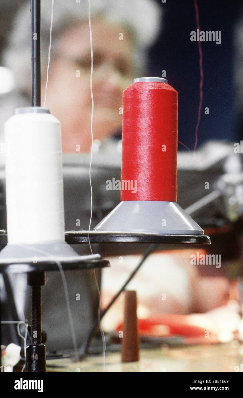 1982 red and white thread used in producing the united states flag at