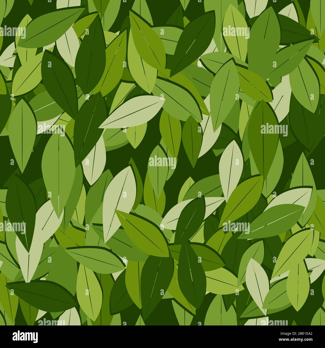seamless pattern of tea leaves on a green background. Vector image ...