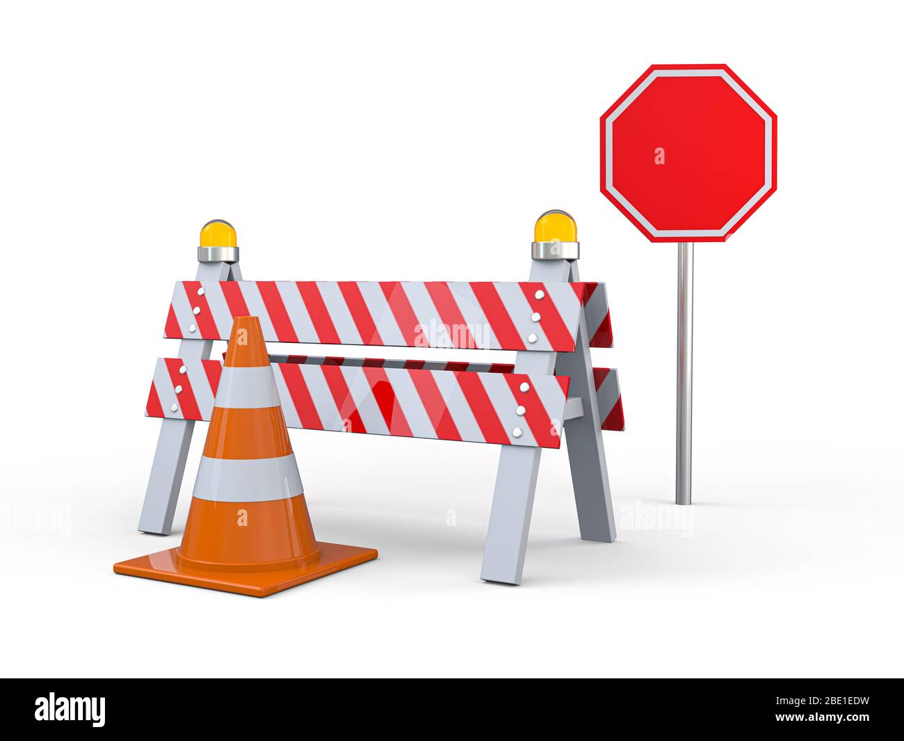 Signs of road work. Hazard warning. 3D rendering Stock Photo Alamy