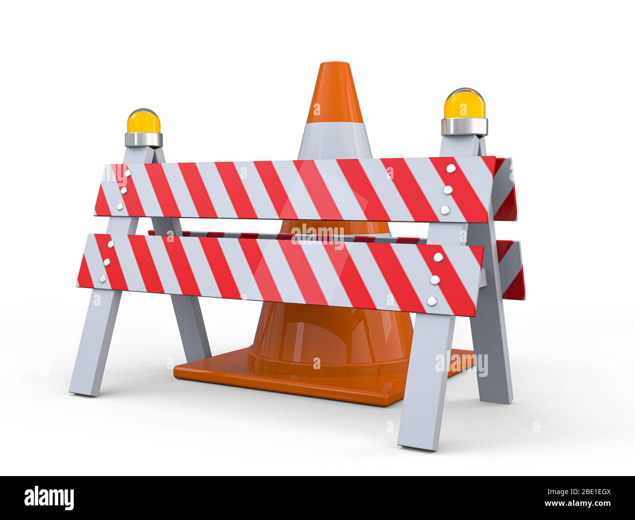 Signs of road work. Hazard warning. 3D rendering Stock Photo Alamy