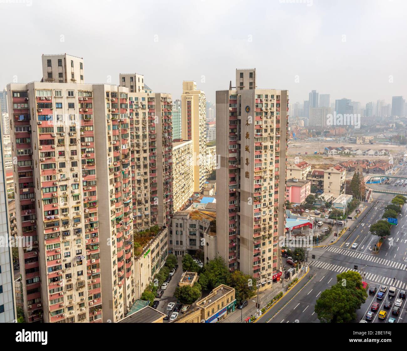 Aerial view of Wuhan city in china. Wuhan skyline Stock Photo