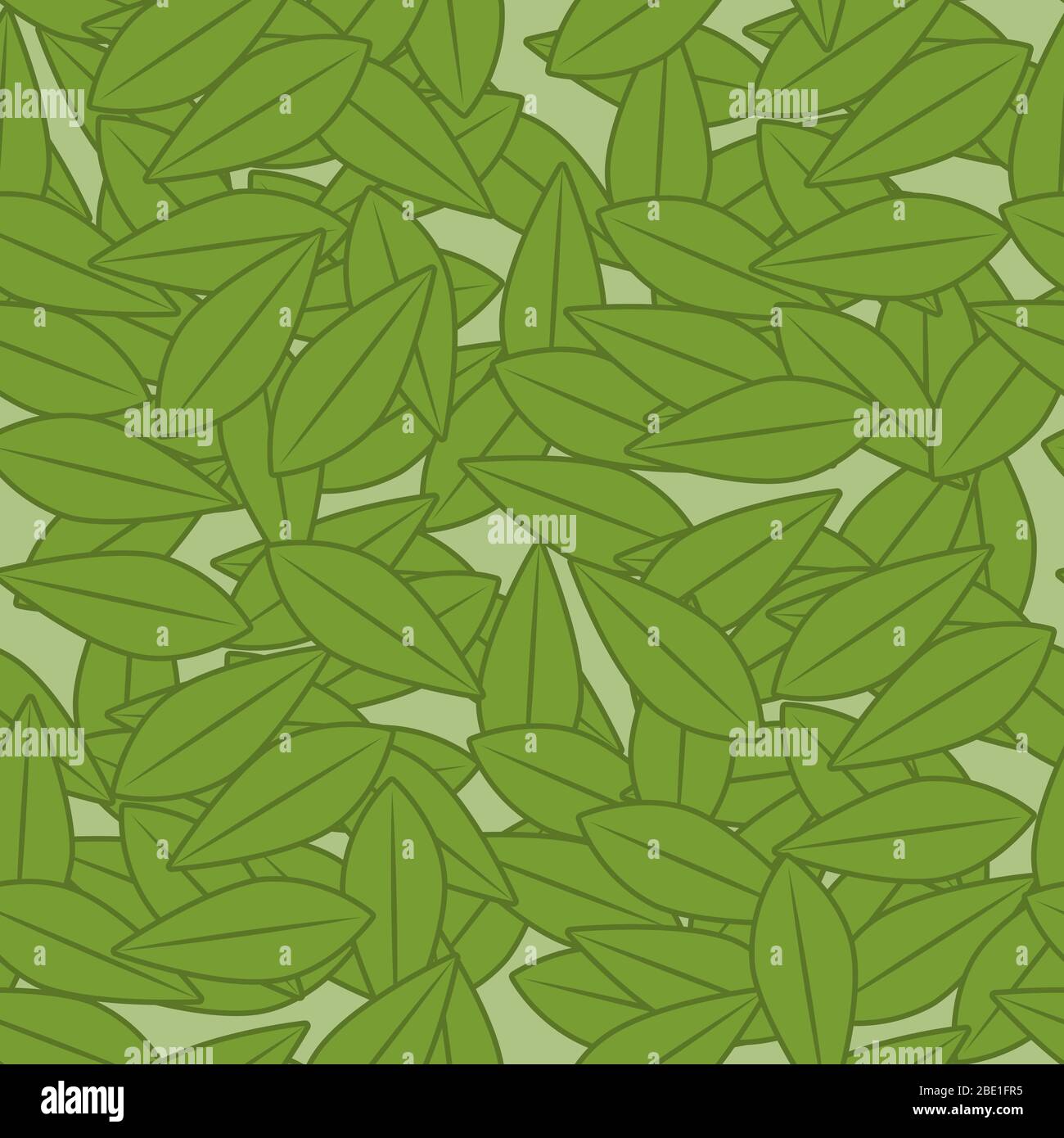 seamless pattern of tea leaves on a green background. Vector image ...