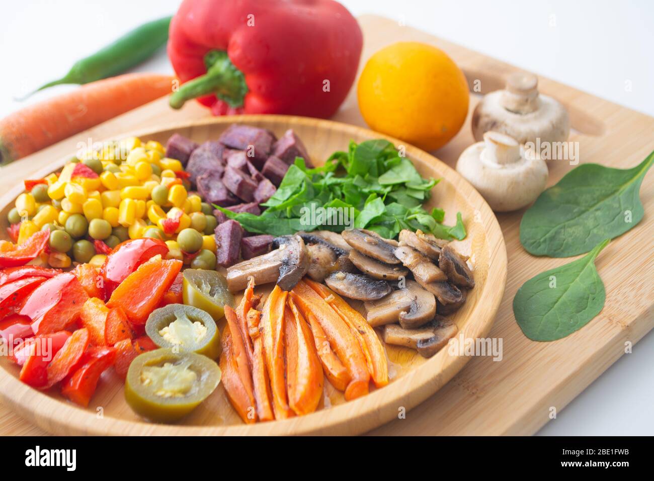 Nutritious and healthy buddha fajita bowl with sweet corn, green peas