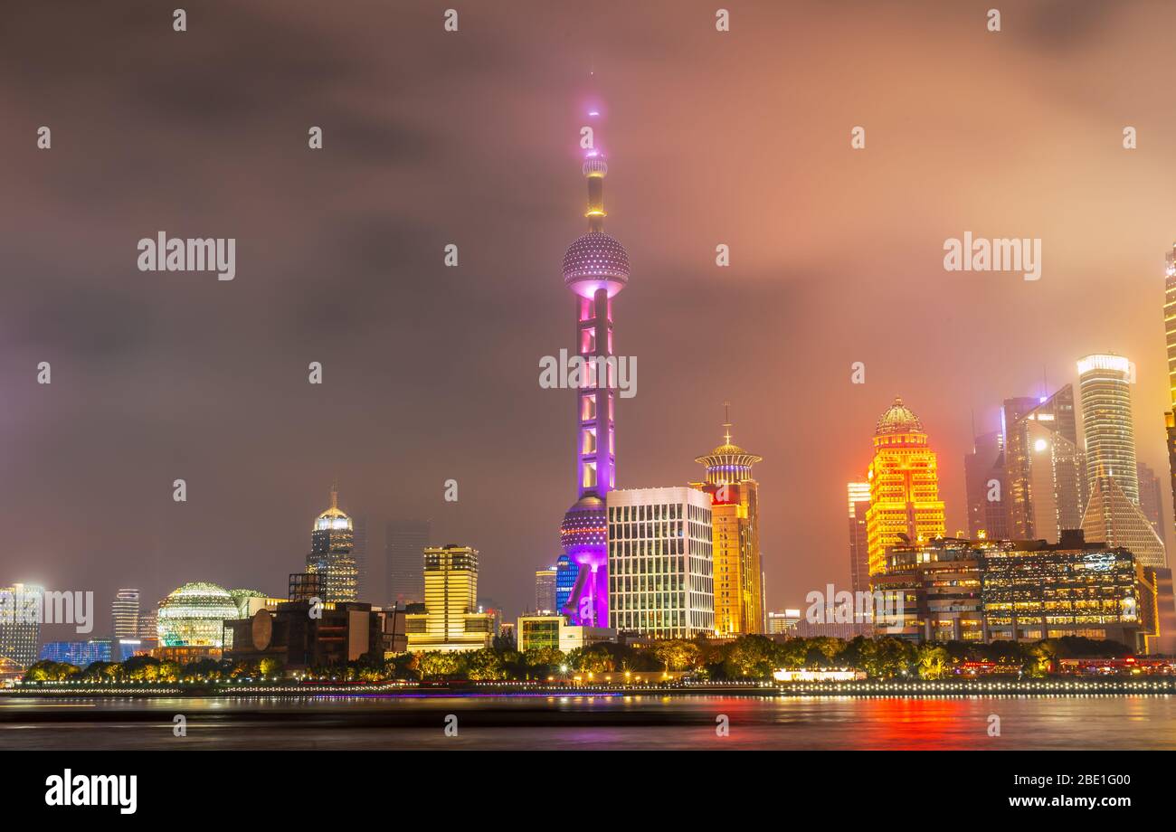Shanghai, China city skyline on the Huangpu River. Stock Photo