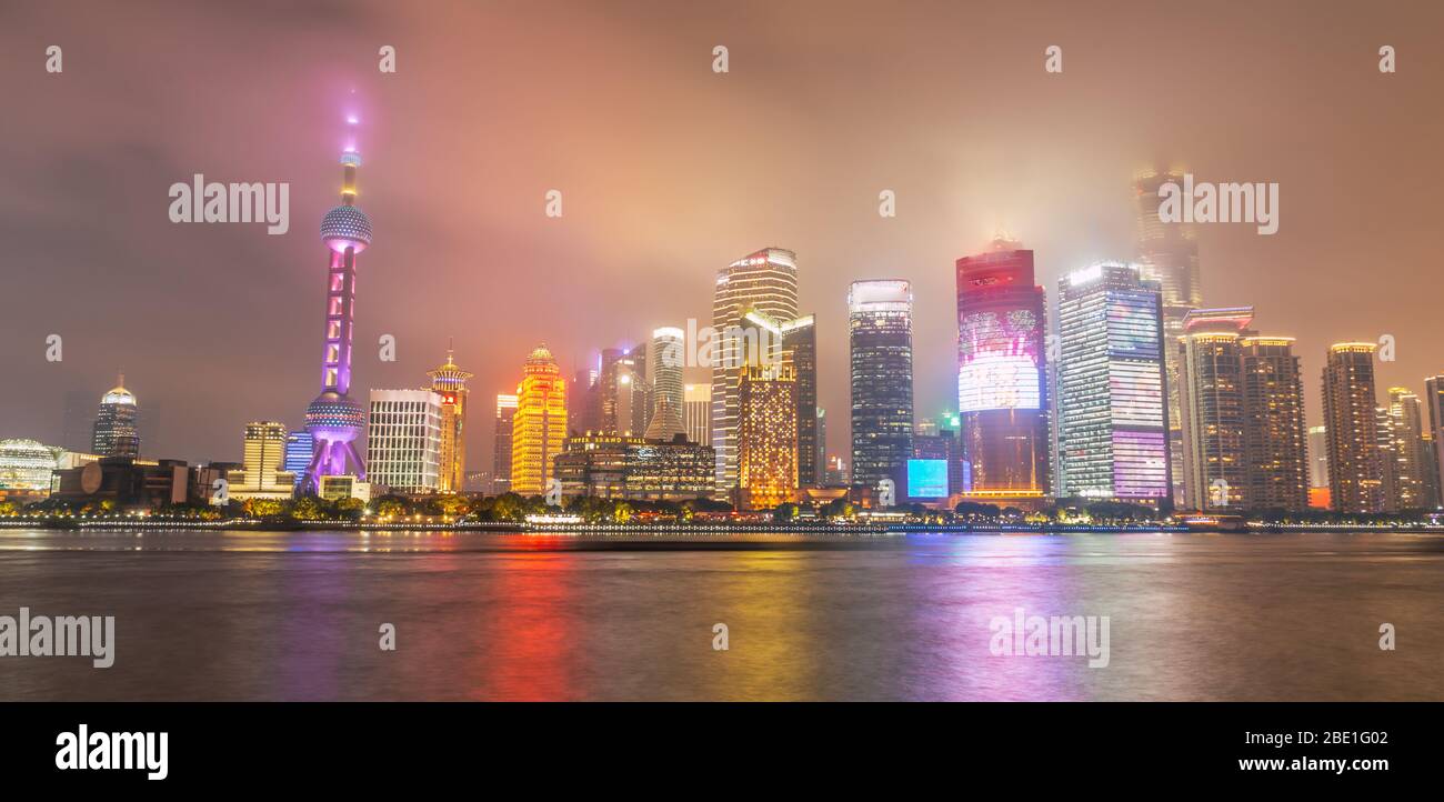 shanghai skyline panoramic view,China. Stock Photo