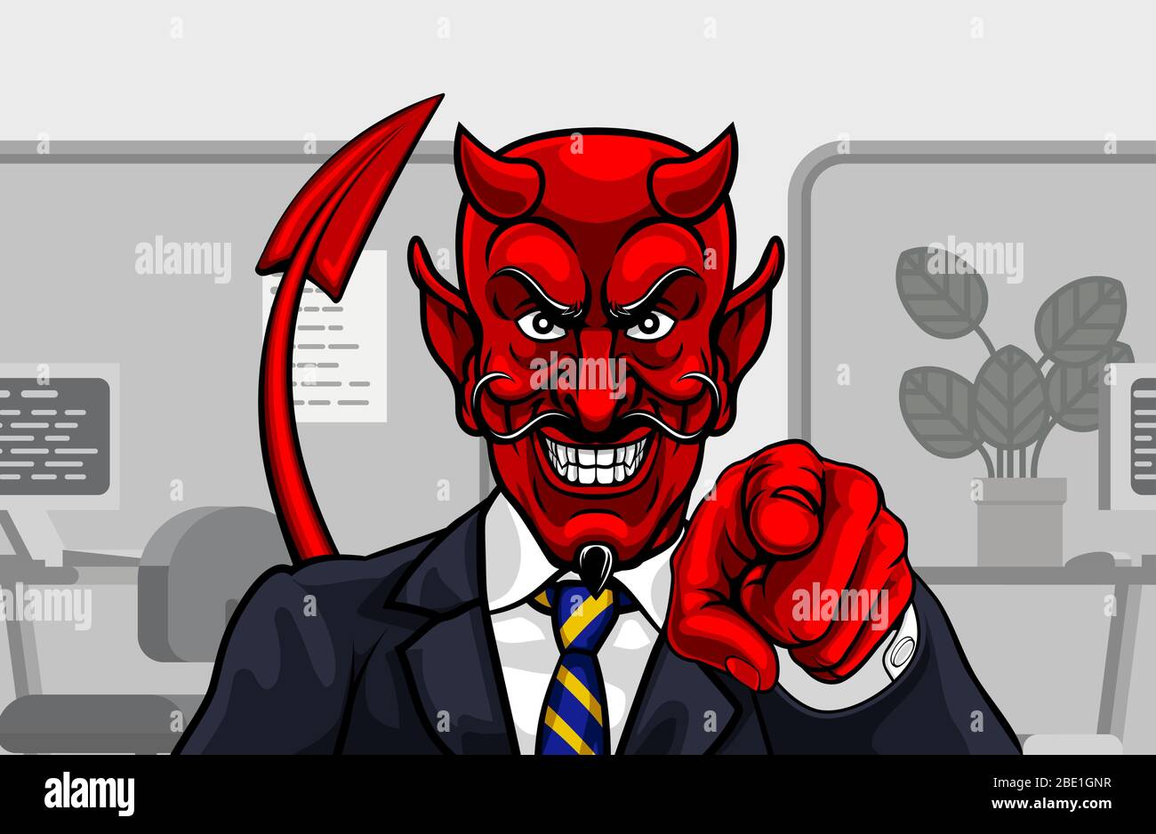 Devil Evil Businessman in Suit Pointing Stock Vector