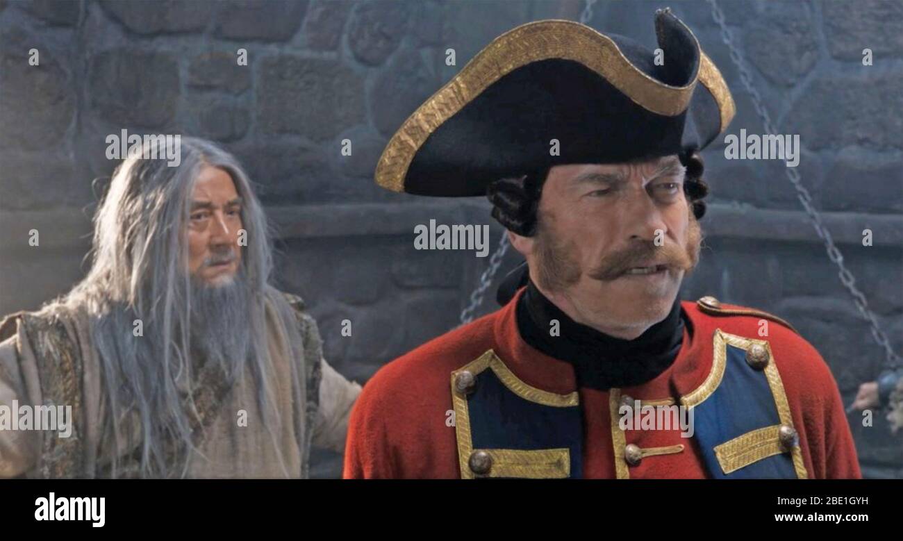 THE IRON MASK (aka Viy 2: Journey to China)  2019 Universal Pictures Russo-Chinese film with Arnold Schwarzenegger as James Hook and Jackie Chan as Master Stock Photo